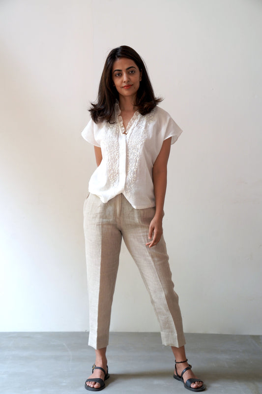 Beige Linen Pants