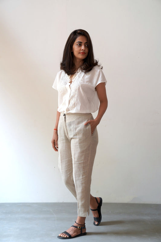 Beige Linen Pants