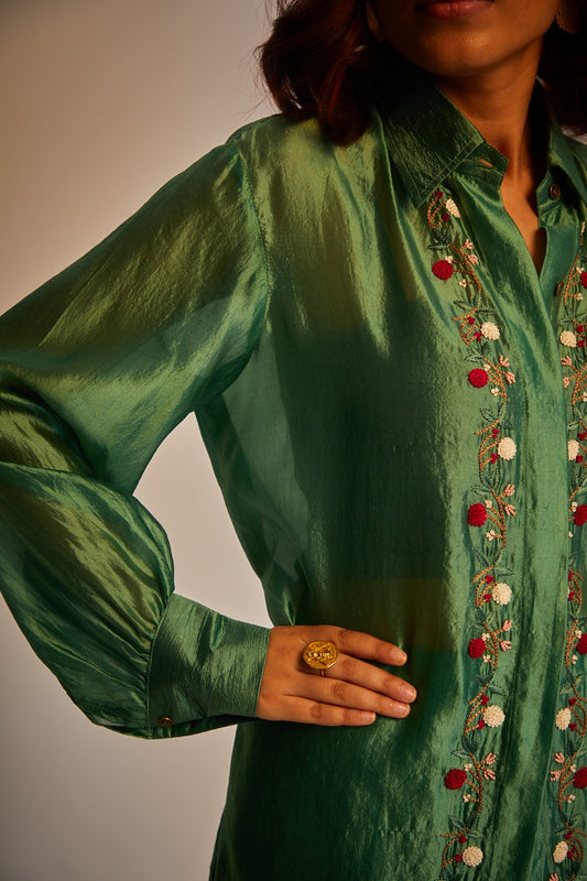 Poppy Silk Shirt - Green