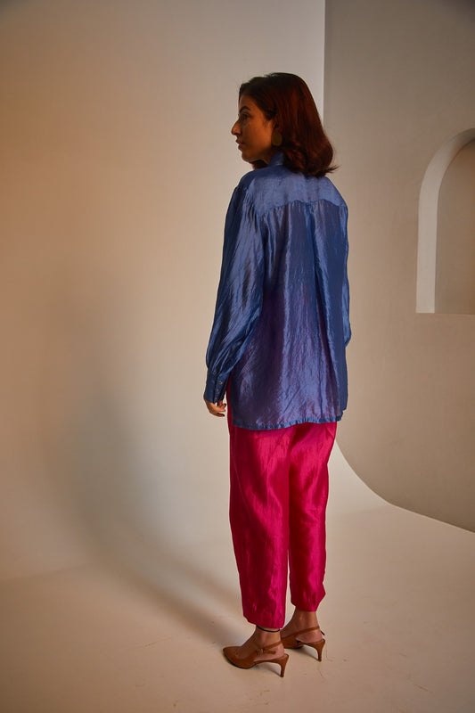 Poppy Silk Shirt - Blue